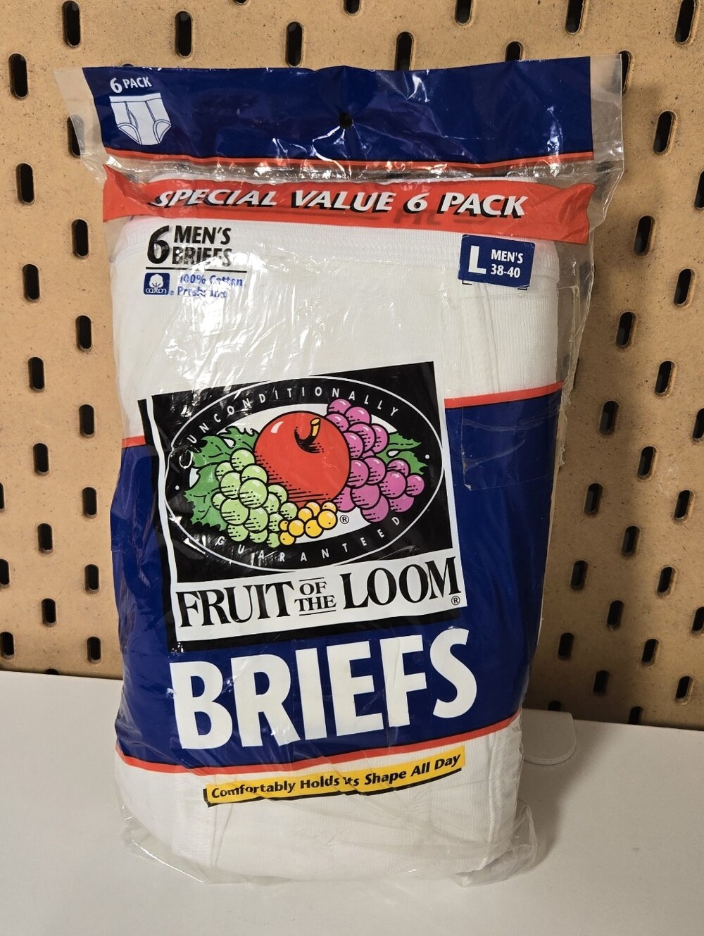 Vintage 1996 Fruit of the Loom Briefs 6 Pack Mens White Size Large 38-40 New